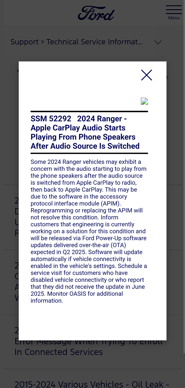 Ford Ranger CarPlay <> iPhone connection issue 1000044542