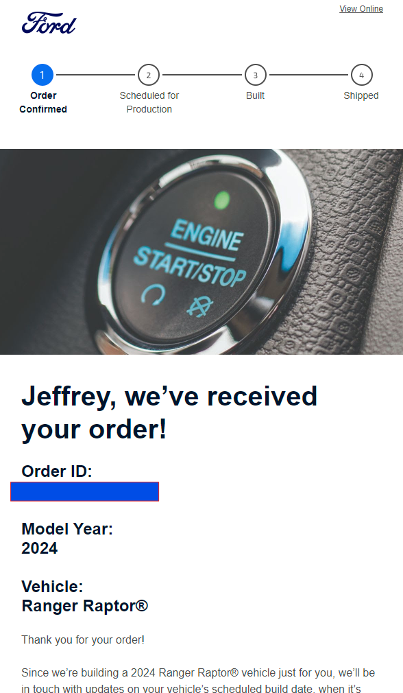 Ford Ranger Does this email necessarily confirm an allocation? 1715019755874-5k