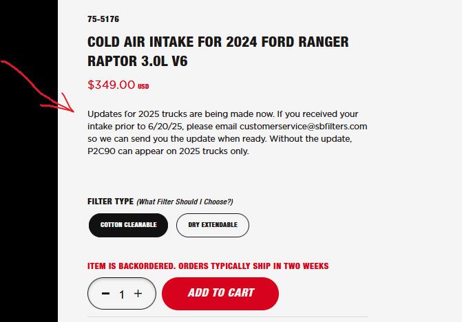 Ford Ranger S&B Ranger Raptor Intake available in May 1751020247305-ie