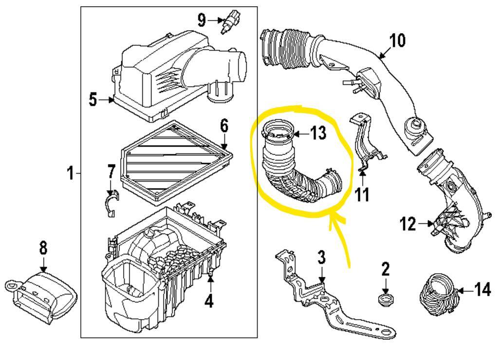 Ford Ranger AFE Cold Air Intake installed on 2024 Ranger Raptor air inlet tube