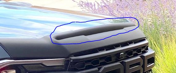 Ford Ranger New Hood Protector / Deflector and Cab Spoiler Install on 2024 Ranger Raptor Hood Bump.JPG