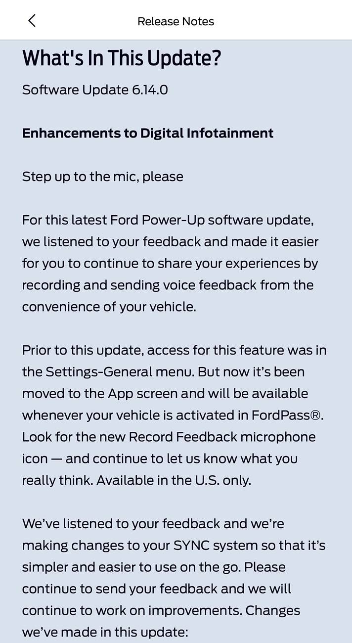 Ford Ranger Latest software update reset all my presets / memory settings IMG_2676