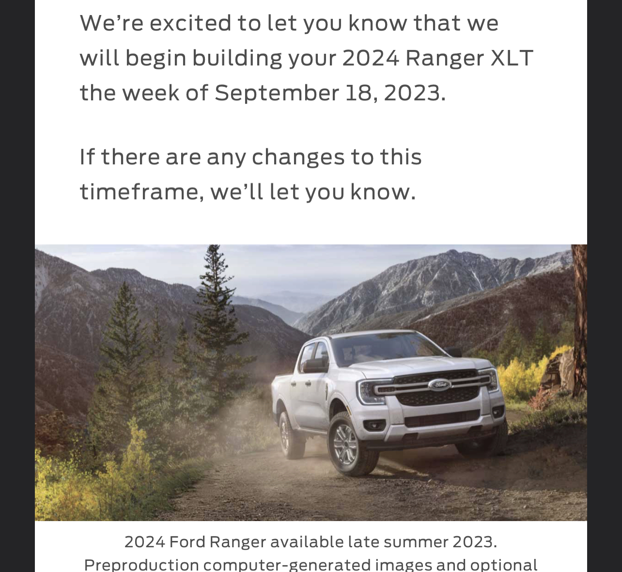 Ford Ranger 📬 Update: 7/20/23 Scheduling Emails Now Arriving! IMG_3278