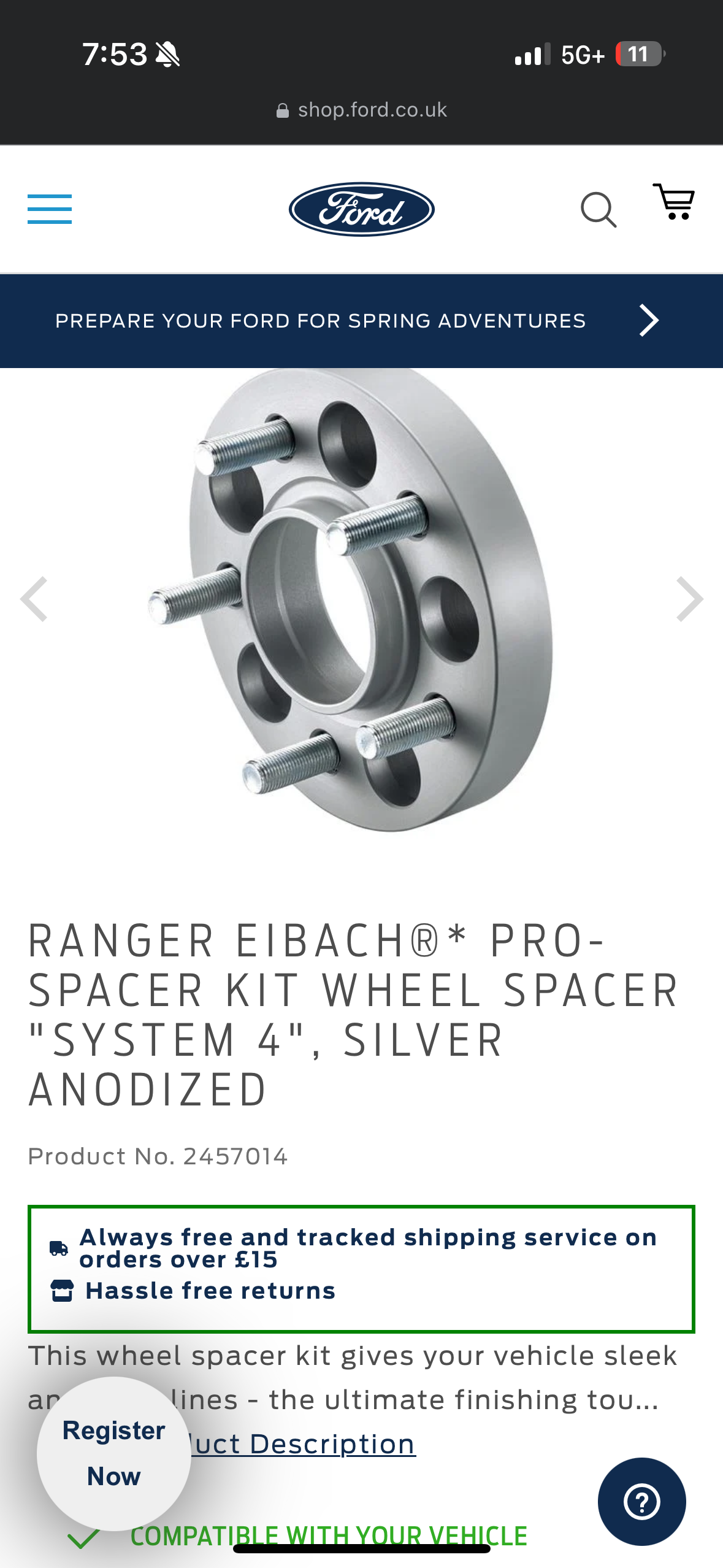 Ford Ranger Wheel Spacers - Ford Website UK IMG_3281
