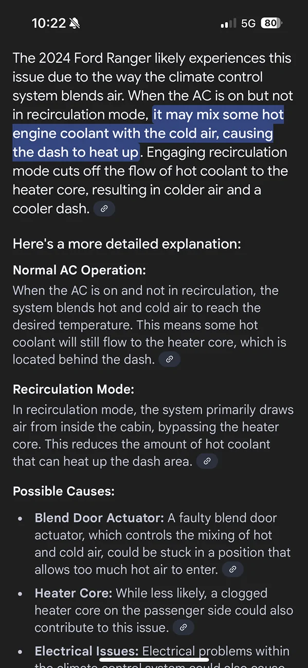 HVAC system - Dash by glovebox gets hot without recirculate on ...