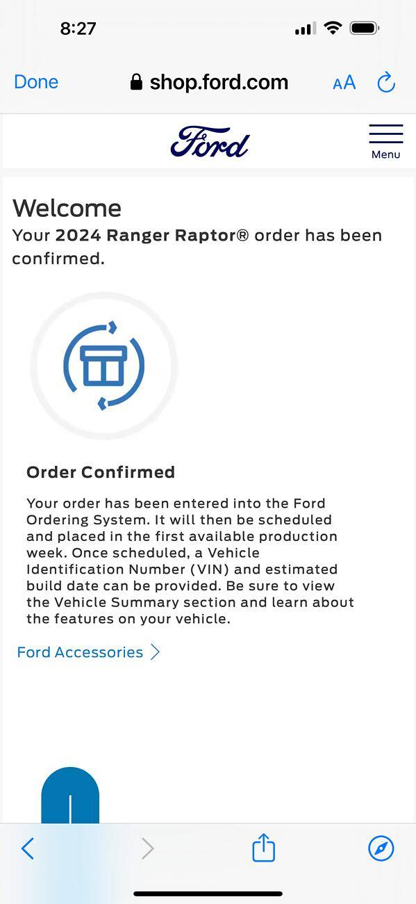 Ford Ranger Order Tracker IMG_5343