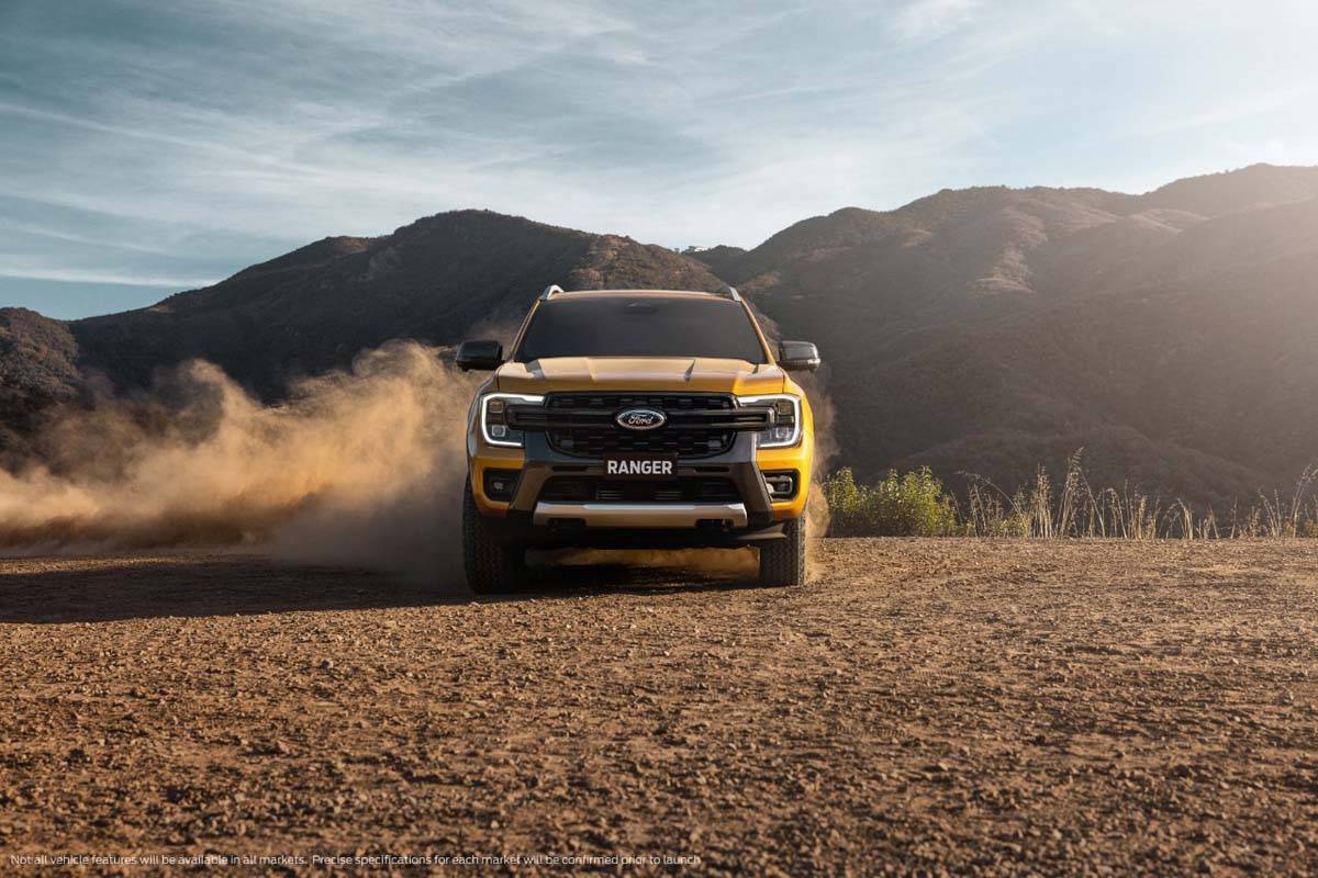 Ford Ranger All-New 2023 Ford Ranger (XL, XLS, XLT, Sport, Wildtrak) Global Reveal! NextGenRanger_Wildtrak_head-on_sand