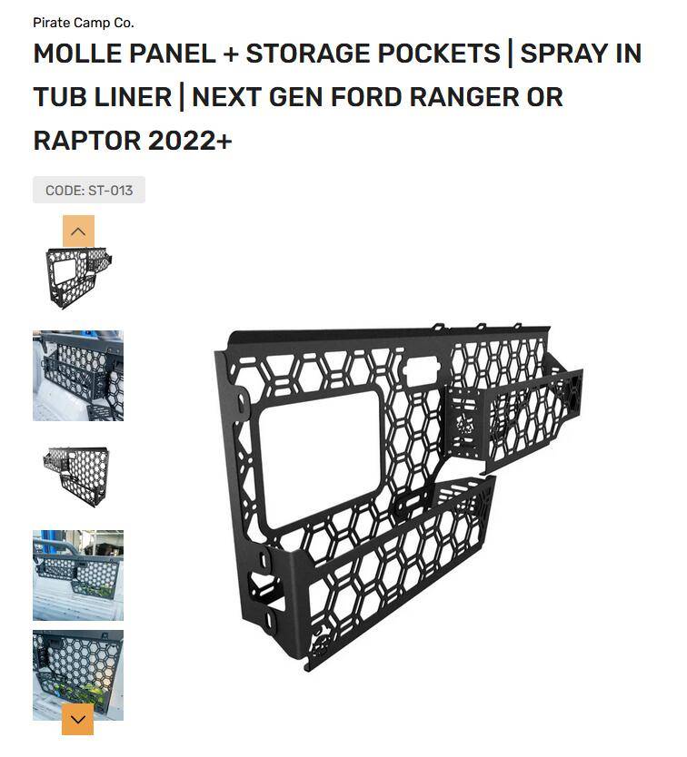 Ford Ranger Bedside Molle Panels PC side pockets