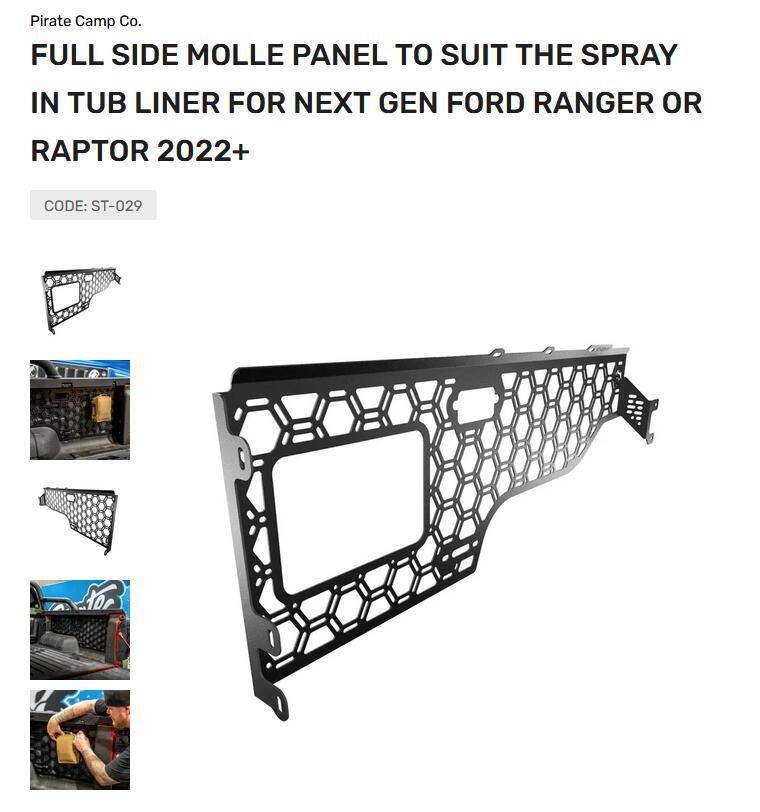 Ford Ranger Bedside Molle Panels PC sides