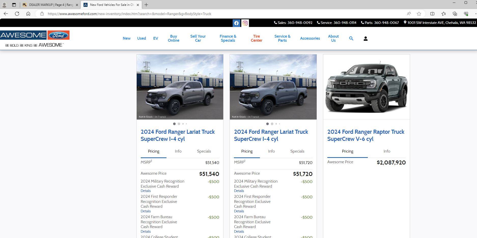 Ford Ranger DEALER MARKUP Ranger