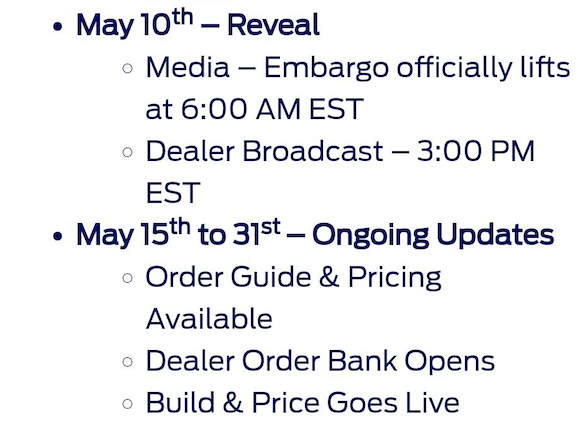 Ford Ranger May 15th to 31st -- Order Guide, Pricing, Order Banks Open, Build & Price Goes Live Screenshot 2023-05-10 at 7.55.08 AM