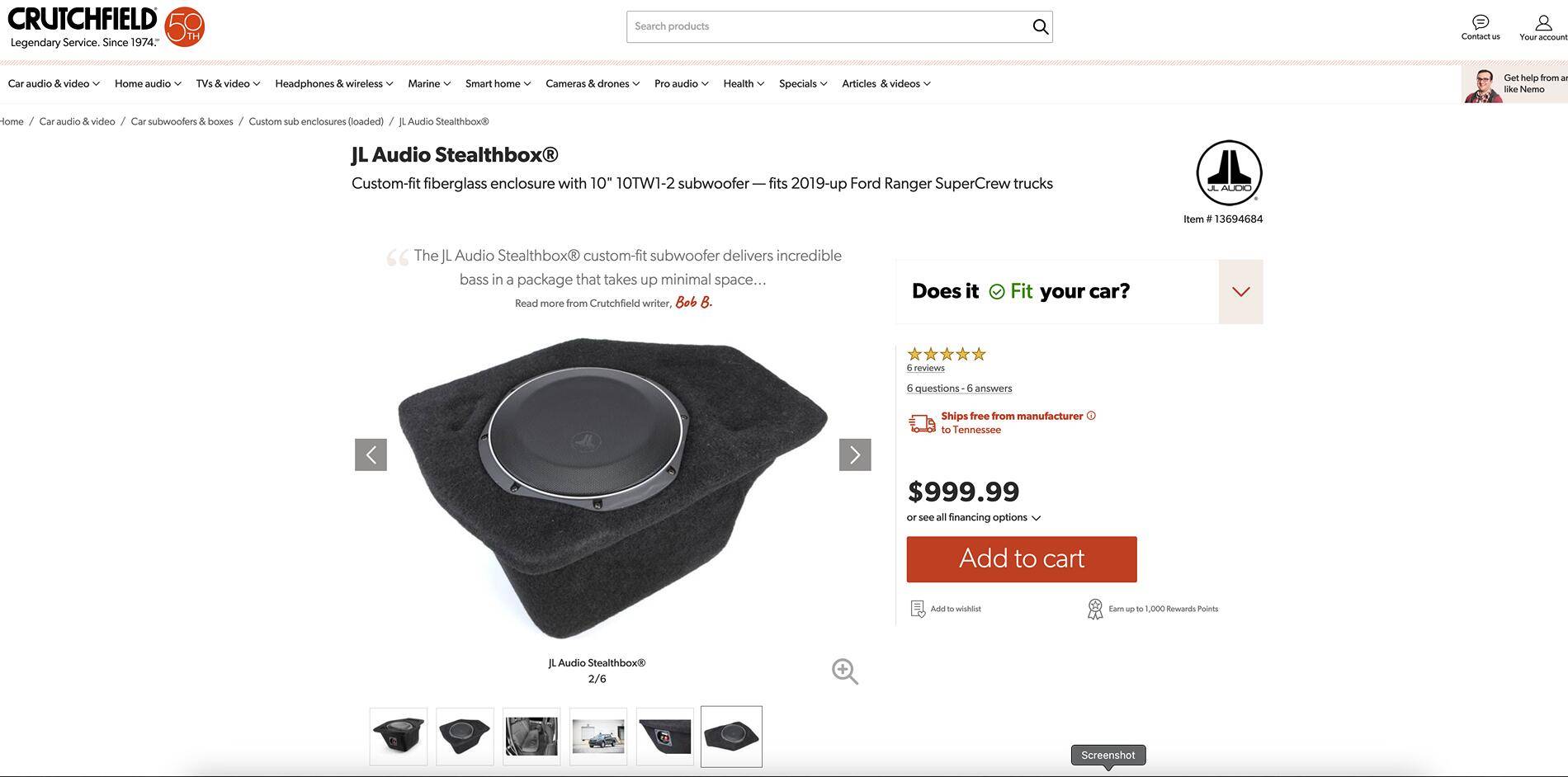 Ford Ranger Subwoofer box Screenshot 2024-04-01 at 10.53.54 AM