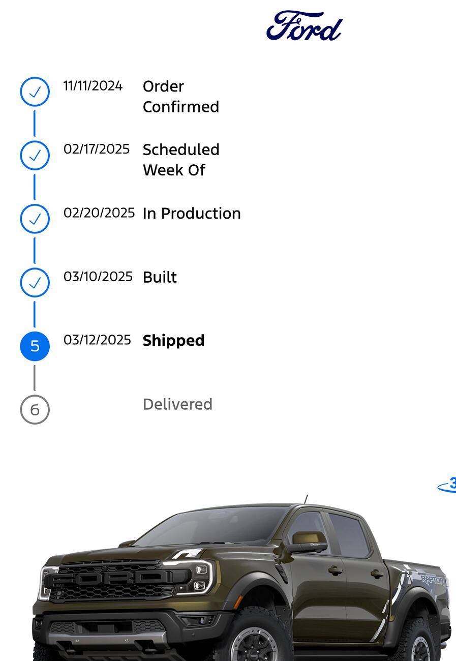 Ford Ranger 2025 Order update Screenshot 2025-03-13 at 7.32.59 AM