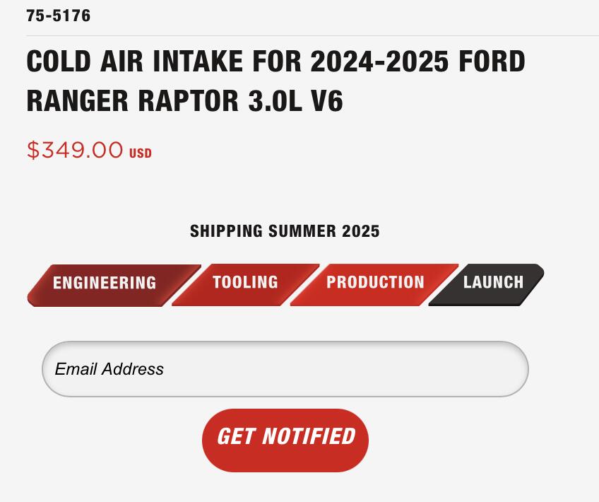 Ford Ranger AFE Cold Air Intake installed on 2024 Ranger Raptor Screenshot 2025-05-28 at 8.02.23 PM