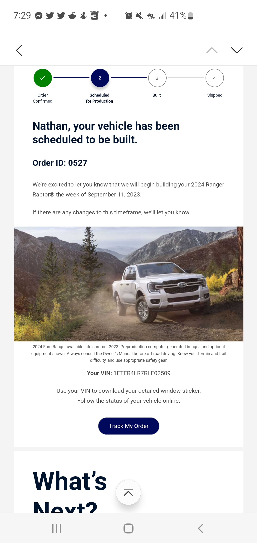 Ford Ranger My U.S. Ranger Raptor Build is Being Scheduled This Week Screenshot_20230713-192953_Email
