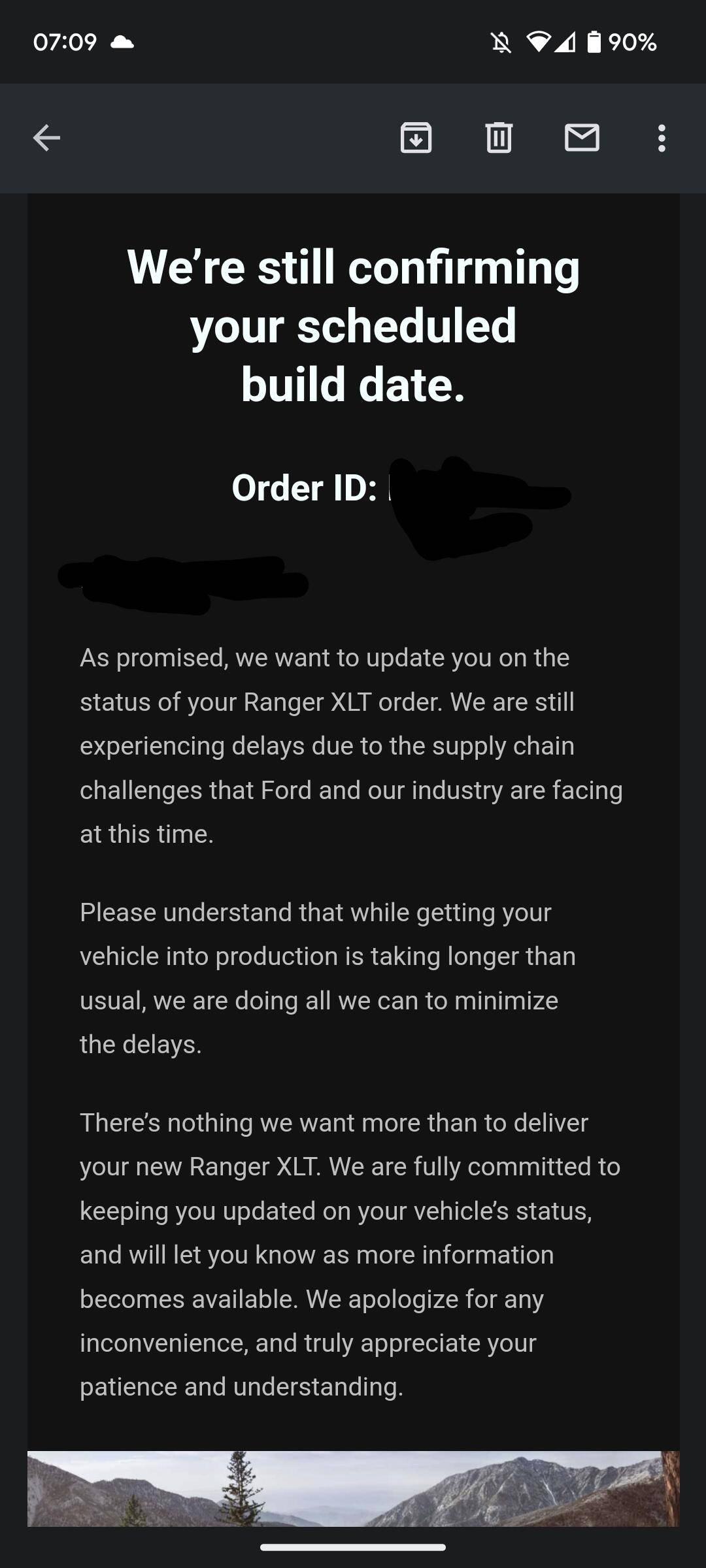 Ford Ranger My latest order email from Ford. Screenshot_20230904-070911