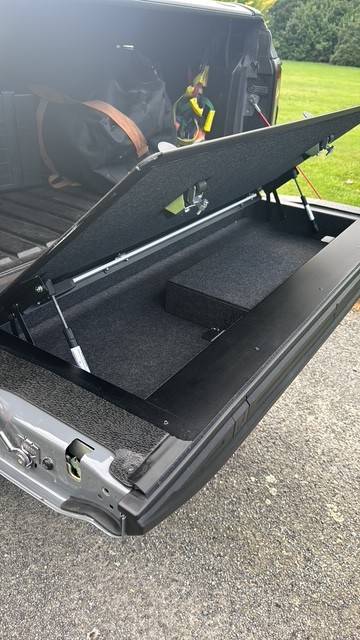 Ford Ranger storage option for gap betw rear seat and C pillar? Tremor Tailgate tool box installation complete 2