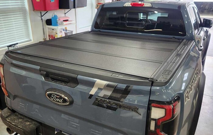 Ford OEM Hard Folding Bed Cover installed on 2024 Ranger Raptor