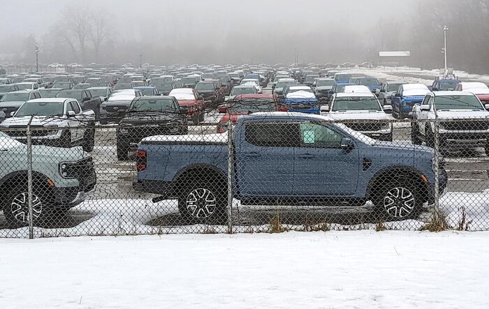 Spied: Lot Full of 2024 Ranger Trucks Awaiting Shipment