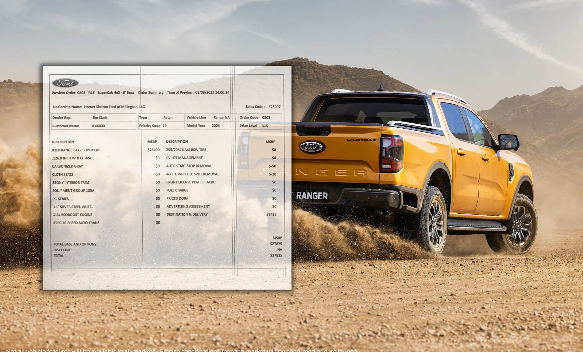 2023 Ford Ranger Order Banks