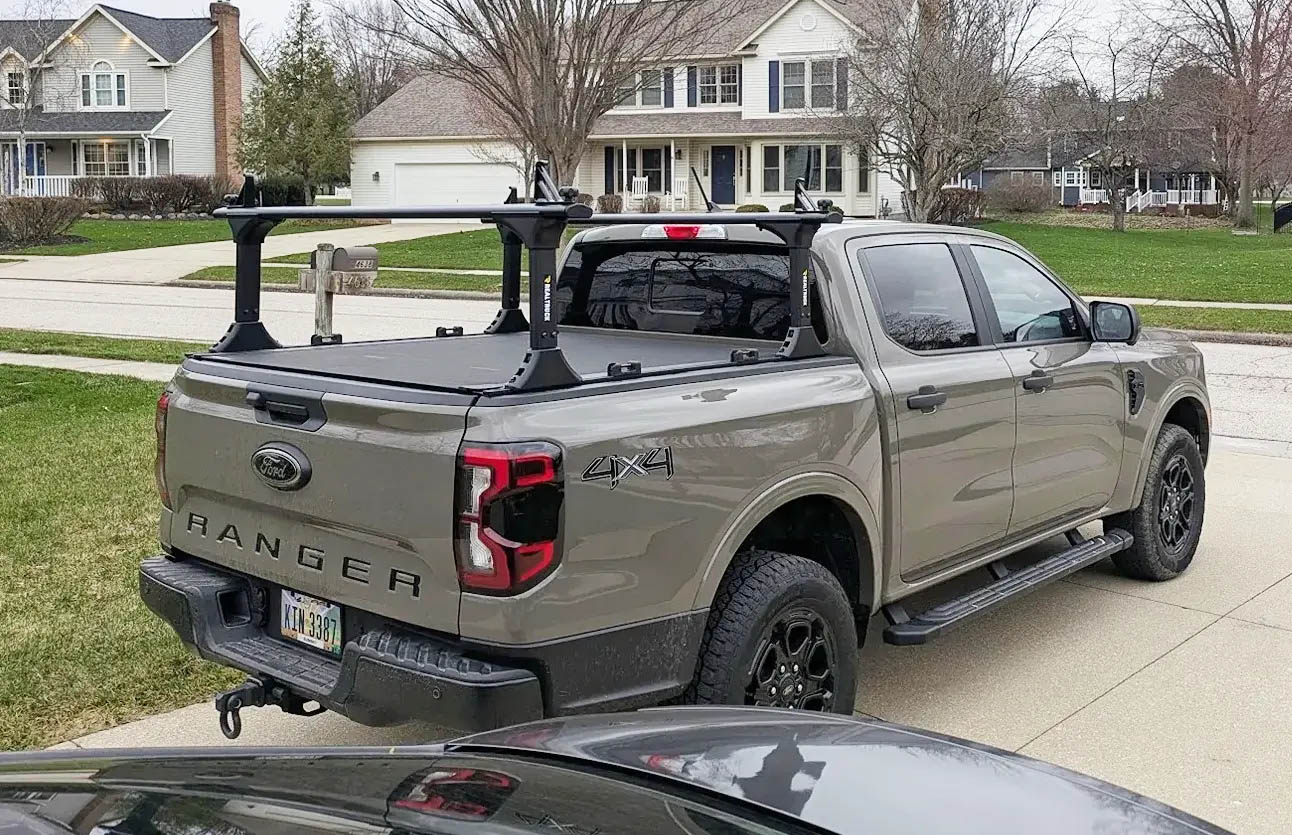 RealTruck Elevate CS Rack with BakFlip Revolver X4TS on 2025 Ranger XLT ...